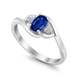 Wedding Ring Oval Cut Round Simulated Cubic Zirconia 925 Sterling Silver