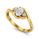 Wedding Ring Oval Cut Round Simulated Cubic Zirconia 925 Sterling Silver