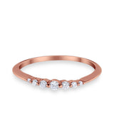 Thin Half Eternity Wedding Band Ring Round Simulated CZ 925 Sterling Silver