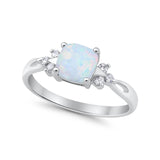 Wedding Ring Cushion Cut Simulated Purple Amethyst Round CZ 925 Sterling Silver
