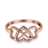Infinity Heart Promise Eternity Ring Simulated CZ 925 Sterling Silver