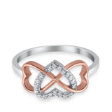Infinity Heart Promise Eternity Ring Simulated CZ 925 Sterling Silver