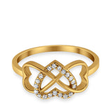 Infinity Heart Promise Eternity Ring Simulated CZ 925 Sterling Silver