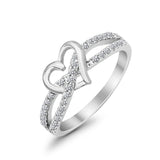 Heart Promise Engagement Eternity Ring Simulated CZ 925 Sterling Silver