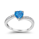 Heart Promise Ring Simulated Round Cubic Zirconia 925 Sterling Silver