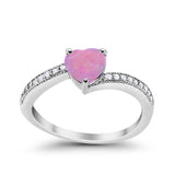 Heart Promise Ring Simulated Round Cubic Zirconia 925 Sterling Silver