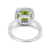 Halo Wedding Ring Cushion Cut Round Simulated Cubic Zirconia 925 Sterling Silver