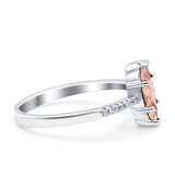 Marquise Solitaire Accent Dazzling Wedding Engagement Ring Round Simulated Cubic Zirconia 925 Sterling Silver