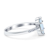 Marquise Solitaire Accent Dazzling Wedding Engagement Ring Round Simulated Cubic Zirconia 925 Sterling Silver