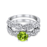 Art Deco Two Piece Braided Ring Simulated Cubic Zirconia 925 Sterling Silver