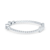 Rope Design Bow Ring Round Eternity Simulated Cubic Zirconia 925 Sterling Silver