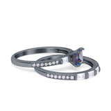 Princess Cut Bridal Ring Set with Cubic Zirconia  & Sterling Silver