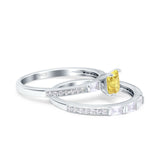 Princess Cut Bridal Ring Set with Cubic Zirconia  & Sterling Silver