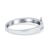 Sideway Cross Ring Round Eternity Simulated Cubic Zirconia 925 Sterling Silver