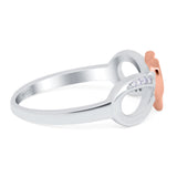 Infinity Two-Tone Heart Promise Ring Round Simulated Cubic Zirconia 925 Sterling Silver (8mm)