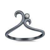 Fashion Swirl Dainty Petite Ring Round Simulated Cubic Zirconia 925 Sterling Silver