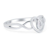 Fashion Heart Promise Ring Infinity Shank Round Simulated Cubic Zirconia 925 Sterling Silver (9mm)