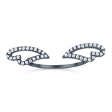 Angel Wings Ring Round Simulated Cubic Zirconia 925 Sterling Silver (6mm)