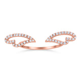 Angel Wings Ring Round Simulated Cubic Zirconia 925 Sterling Silver (6mm)