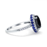 Accent Dazzling Engagement Ring Oval Simulated Cubic Zirconia 925 Sterling Silver