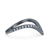 Half Eternity V Chevron Midi Ring Simulated Cubic Zirconia 925 Sterling Silver