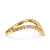 Half Eternity V Chevron Midi Ring Simulated Cubic Zirconia 925 Sterling Silver