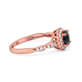 Art Deco Engagement Ring Round Simulated Cubic Zirconia 925 Sterling Silver
