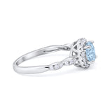 Art Deco Engagement Ring Round Simulated Cubic Zirconia 925 Sterling Silver