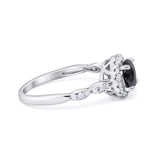 Art Deco Engagement Ring Round Simulated Cubic Zirconia 925 Sterling Silver