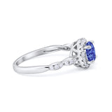 Art Deco Engagement Ring Round Simulated Cubic Zirconia 925 Sterling Silver