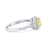Art Deco Engagement Ring Round Simulated Cubic Zirconia 925 Sterling Silver