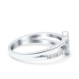 Moon Star Ring Split Shank Round Cubic Zirconia Split Shank 925 Sterling Silver