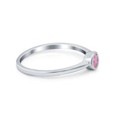 Petite Dainty Wedding Ring Bezel Simulated Cubic Zirconia 925 Sterling Silver