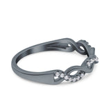 Half Eternity Infinity Twist Band Simulated Cubic Zirconia 925 Sterling Silver