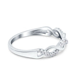 Half Eternity Infinity Twist Band Simulated Cubic Zirconia 925 Sterling Silver