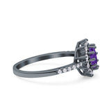 Halo Art Deco Wedding Bridal Ring Round Simulated Cubic Zirconia 925 Sterling Silver