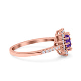Halo Art Deco Wedding Bridal Ring Round Simulated Cubic Zirconia 925 Sterling Silver