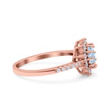 Halo Art Deco Wedding Bridal Ring Round Simulated Cubic Zirconia 925 Sterling Silver