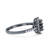 Halo Art Deco Wedding Bridal Ring Round Simulated Cubic Zirconia 925 Sterling Silver