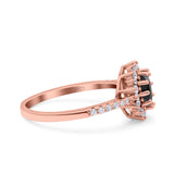 Halo Art Deco Wedding Bridal Ring Round Simulated Cubic Zirconia 925 Sterling Silver