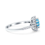 Halo Art Deco Wedding Bridal Ring Round Simulated Cubic Zirconia 925 Sterling Silver