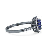 Halo Art Deco Wedding Bridal Ring Round Simulated Cubic Zirconia 925 Sterling Silver