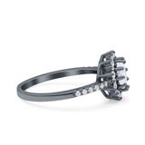 Halo Art Deco Wedding Bridal Ring Round Simulated Cubic Zirconia 925 Sterling Silver
