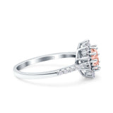 Halo Art Deco Wedding Bridal Ring Round Simulated Cubic Zirconia 925 Sterling Silver