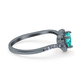 Halo Heart Art Deco Wedding Bridal Ring Round Simulated Cubic Zirconia 925 Sterling Silver
