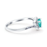 Halo Heart Art Deco Wedding Bridal Ring Round Simulated Cubic Zirconia 925 Sterling Silver