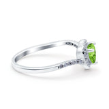 Halo Heart Art Deco Wedding Bridal Ring Round Simulated Cubic Zirconia 925 Sterling Silver