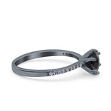 Art Deco Wedding Engagement Bridal Ring Round Simulated Cubic Zirconia 925 Sterling Silver