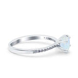 Art Deco Wedding Engagement Bridal Ring Round Simulated Cubic Zirconia 925 Sterling Silver