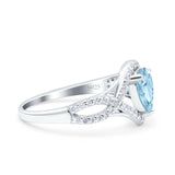 Halo Art Deco Wedding Pear Bridal Ring Crisscross Round Simulated Cubic Zirconia 925 Sterling Silver